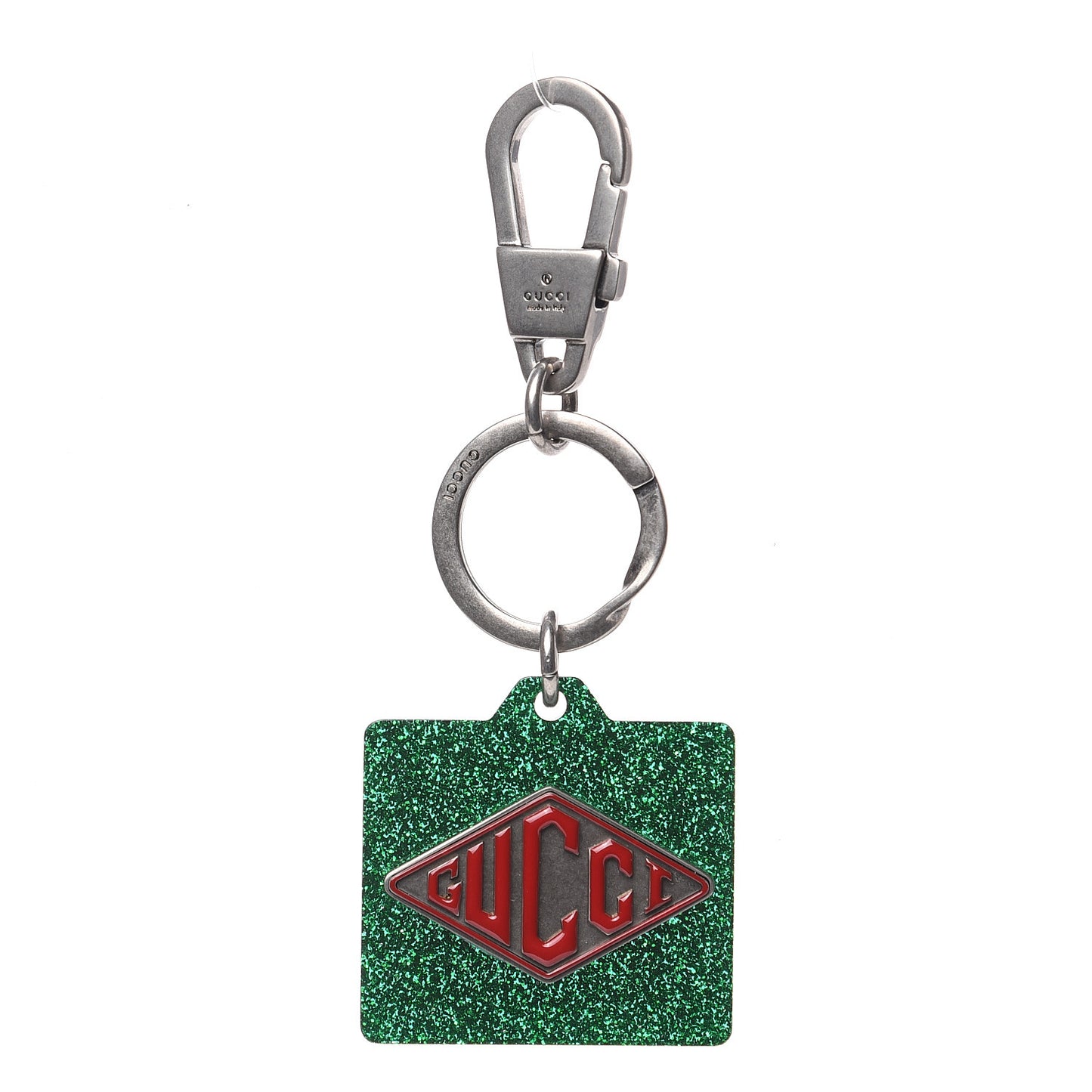 Resin Glitter Game Logo Keychain Green
