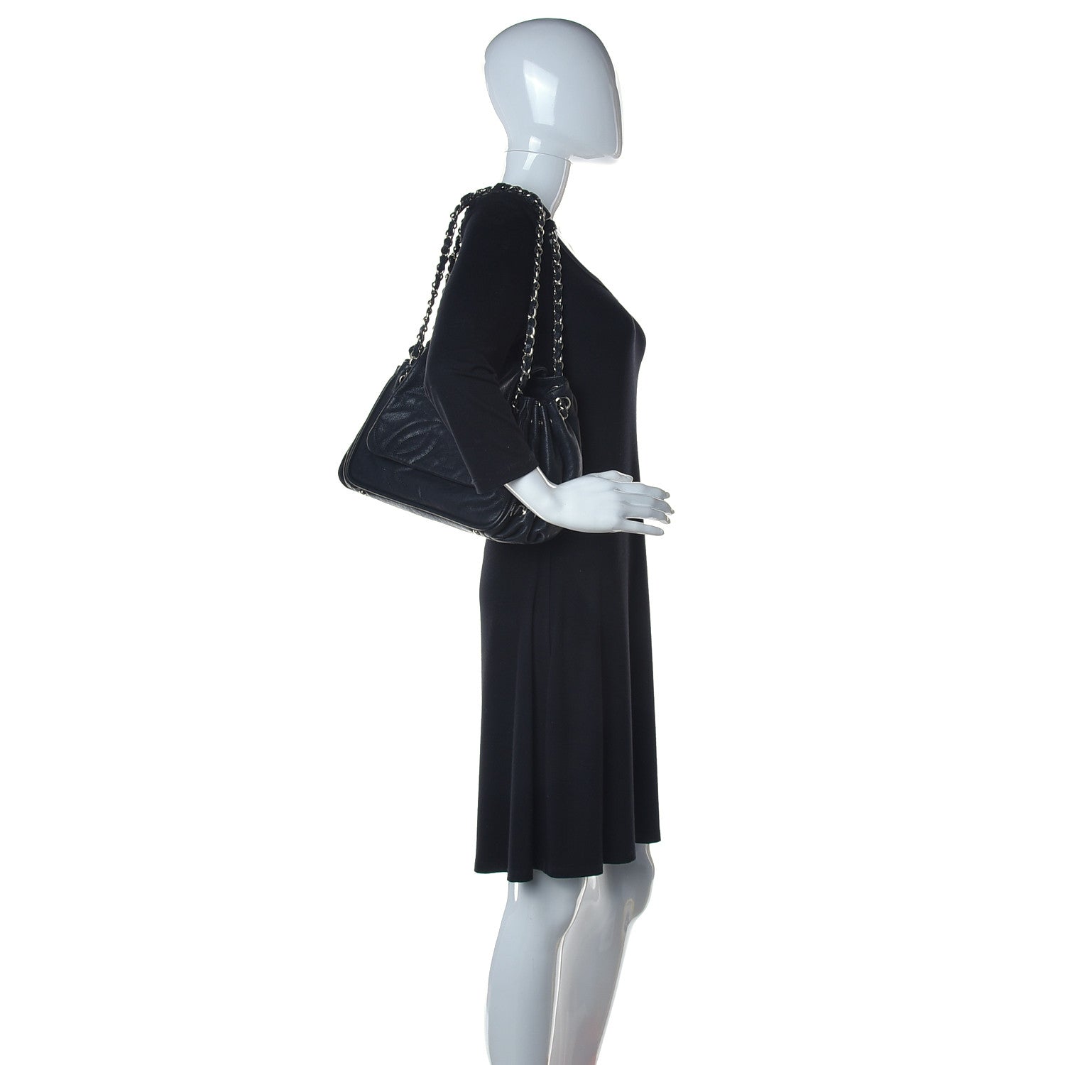 Chanel Caviar Diagonal Ligne Flap Black 2 of 12