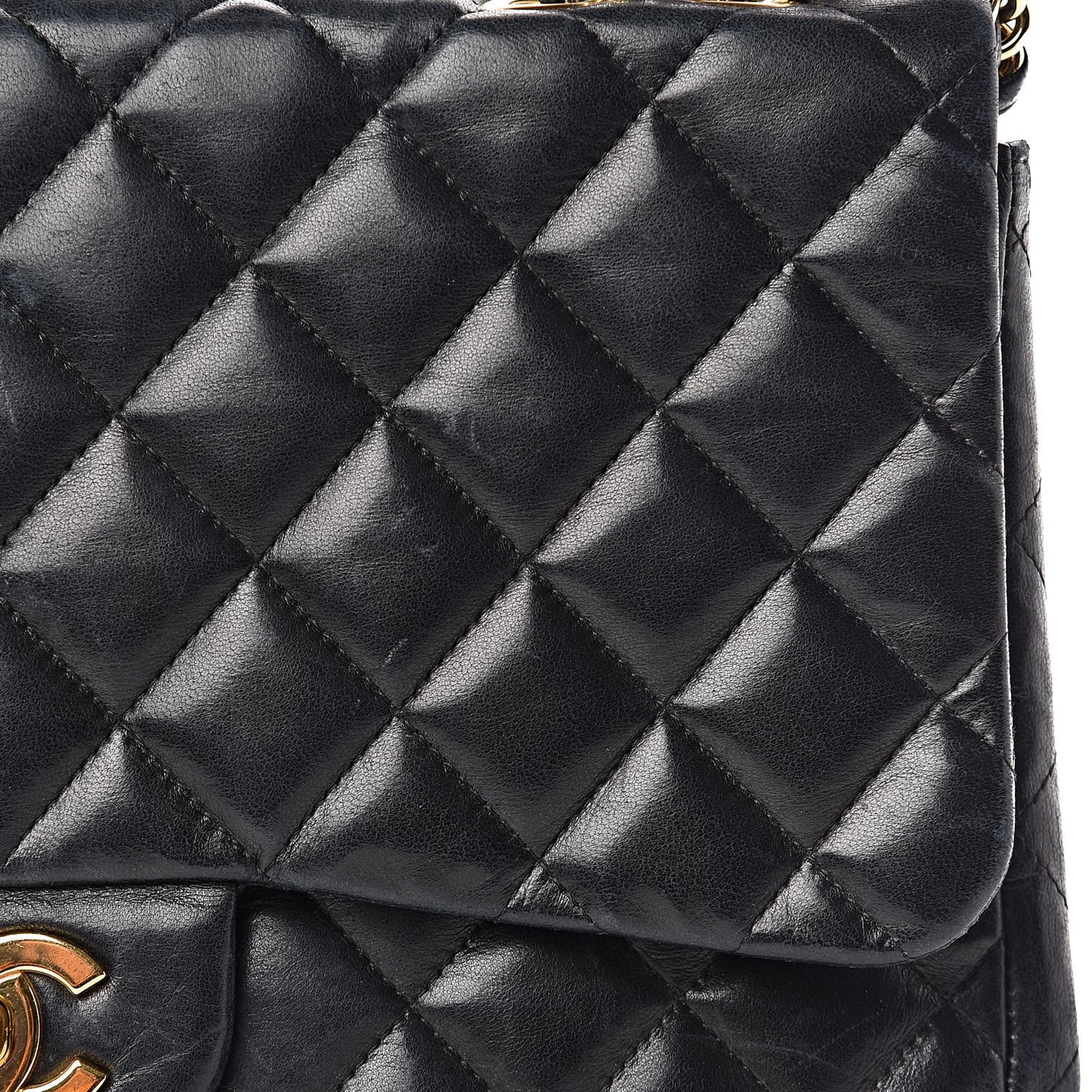Lambskin Quilted Jumbo Single Flap Black