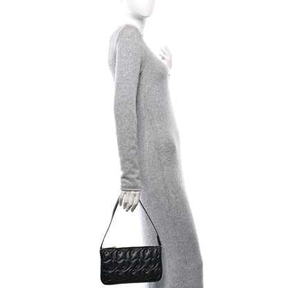 Christian Louboutin Calfskin Embossed Loubila Shoulder Bag Black 2 of 9