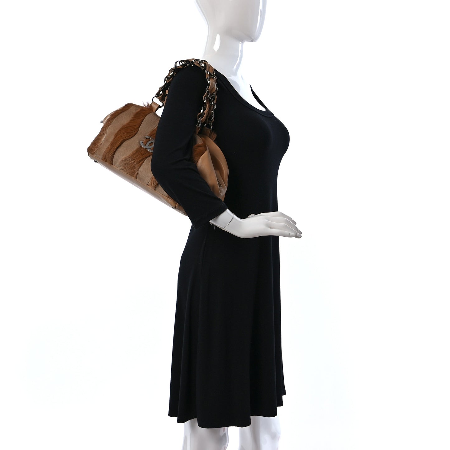 Lambskin Pony Hair Tote Dark Beige