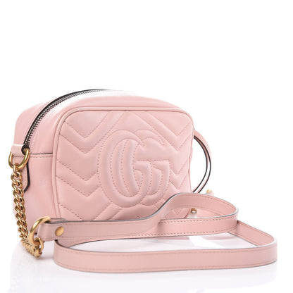Gucci Calfskin Matelasse Mini GG Marmont Chain Shoulder Bag Perfect Pink 3 of 12