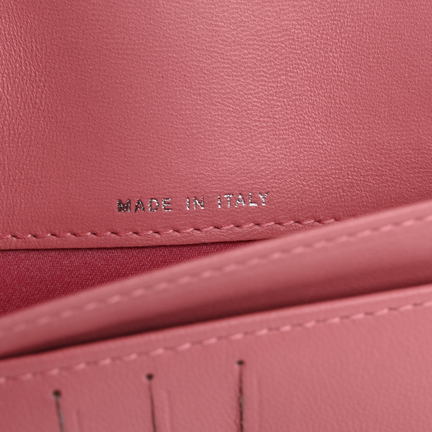 Lambskin Camellia Embossed Zip Around Organizer Wallet Pink