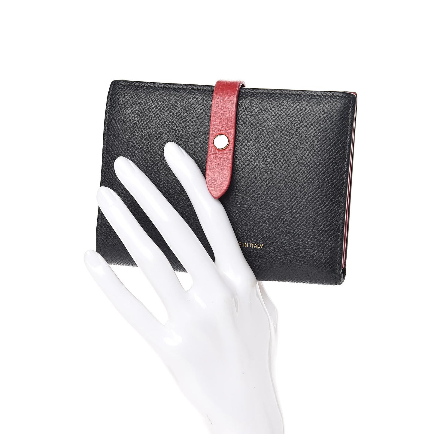 Grained Calfskin Medium Multifunction Strap Wallet Black