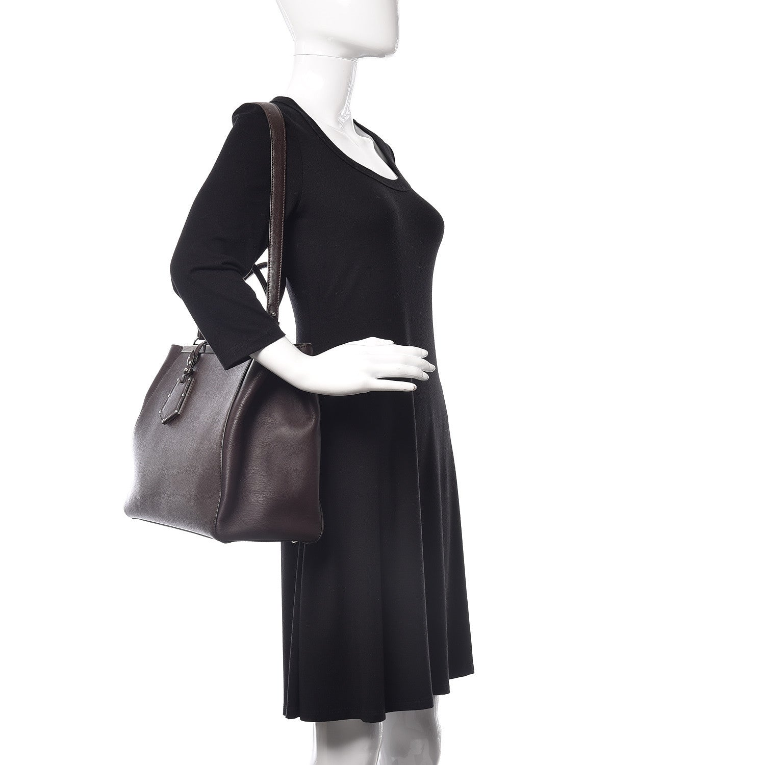 Fendi Vitello Elite Regular 2Jours Tote Caffe Noir 2 of 10