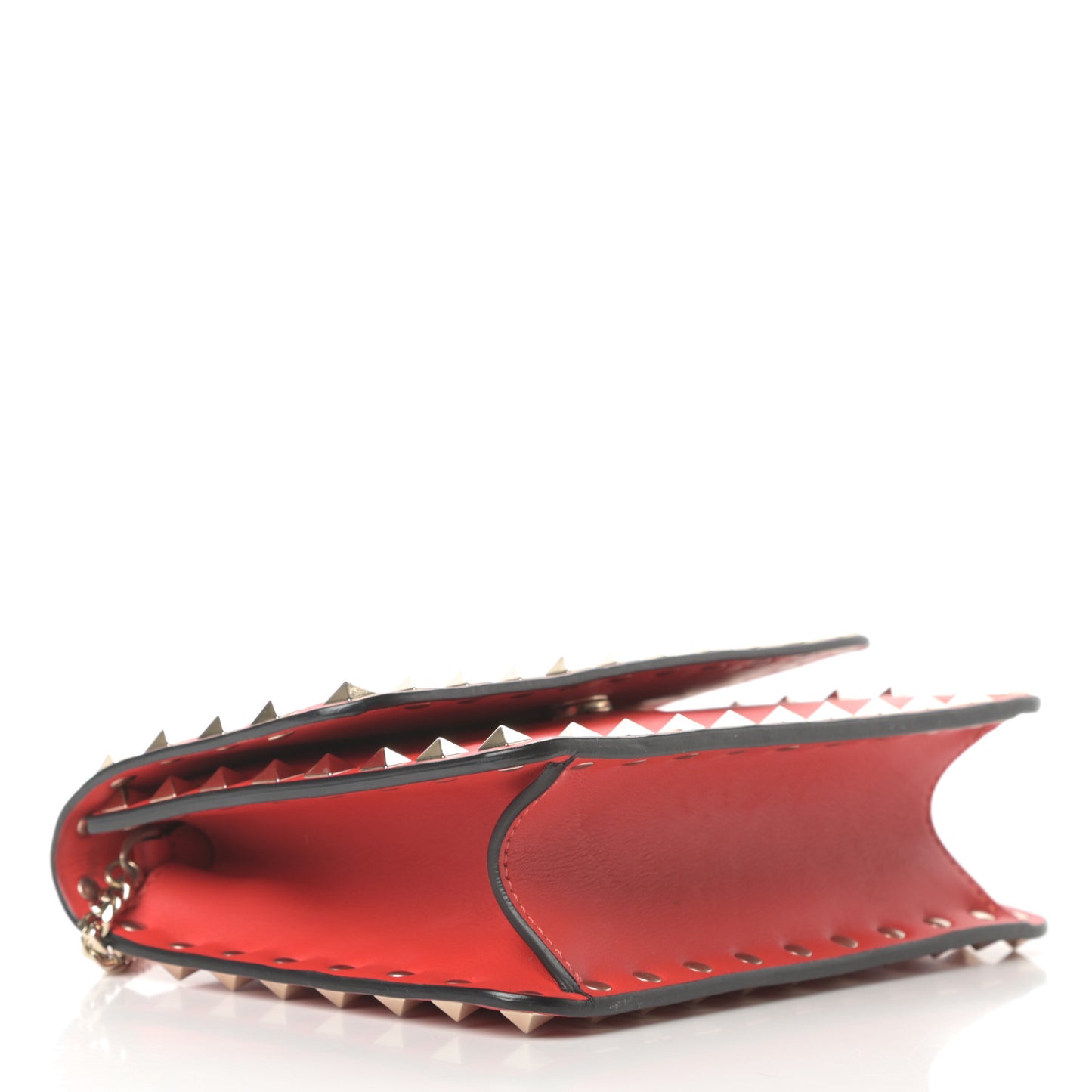 Vitello Mini Rockstud Chain Flap Crossbody Bag Deep Orange
