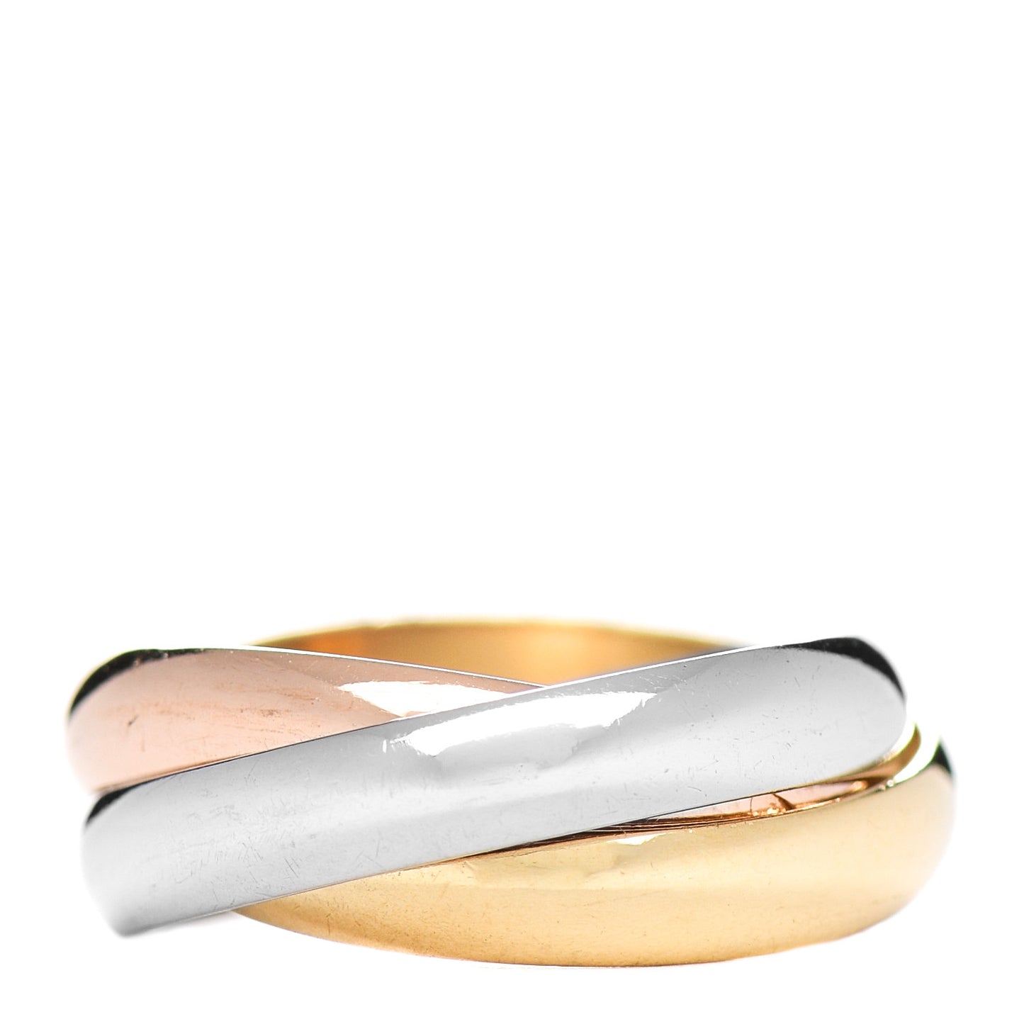 18K Pink Yellow White Gold Classic Les Must De Cartier Trinity Ring 52 6