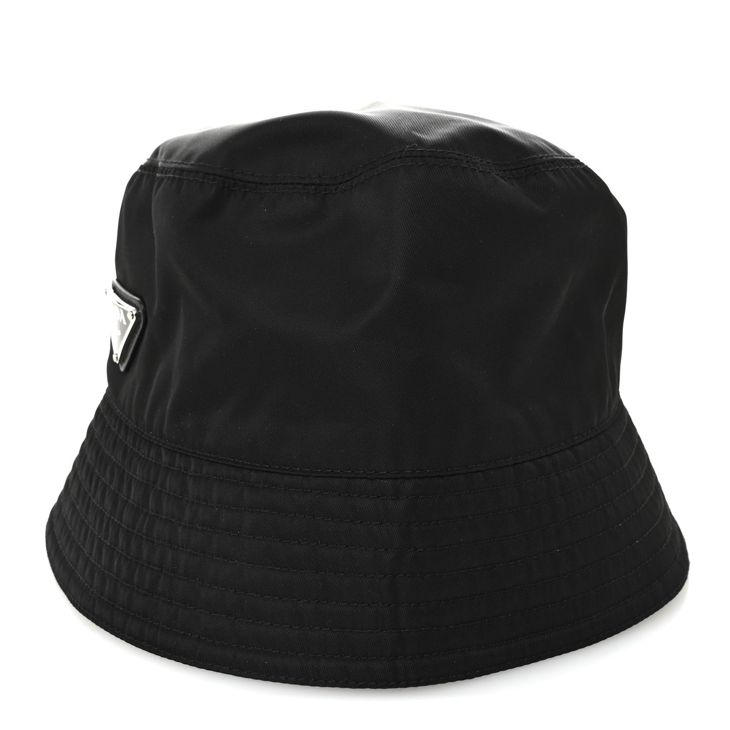 Re-Nylon Metal Triangle Logo Womens Bucket Hat L Black