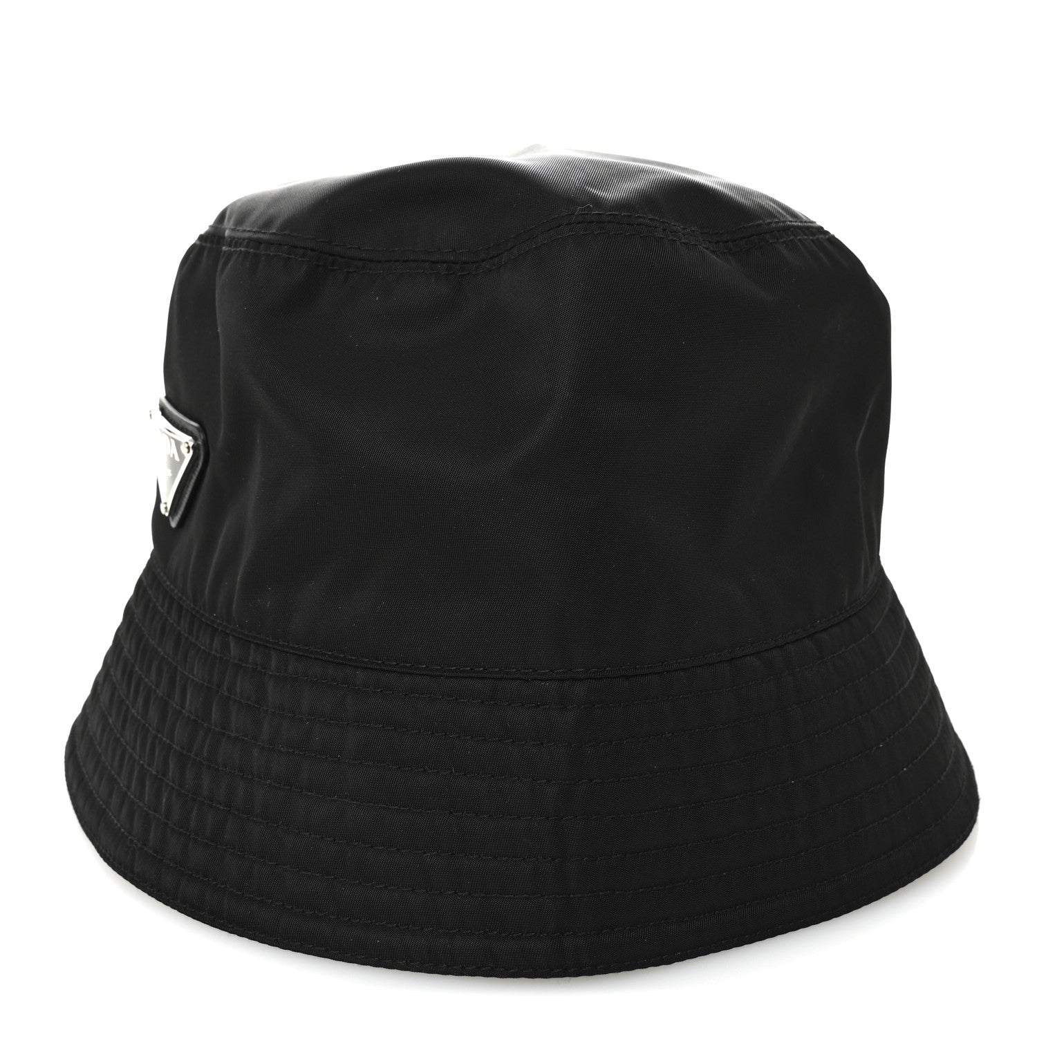Prada Re-Nylon Metal Triangle Logo Womens Bucket Hat L Black 3 of 7