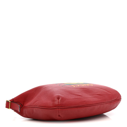 Gucci Grained Calfskin Logo Half Moon Hobo Red 4 of 13