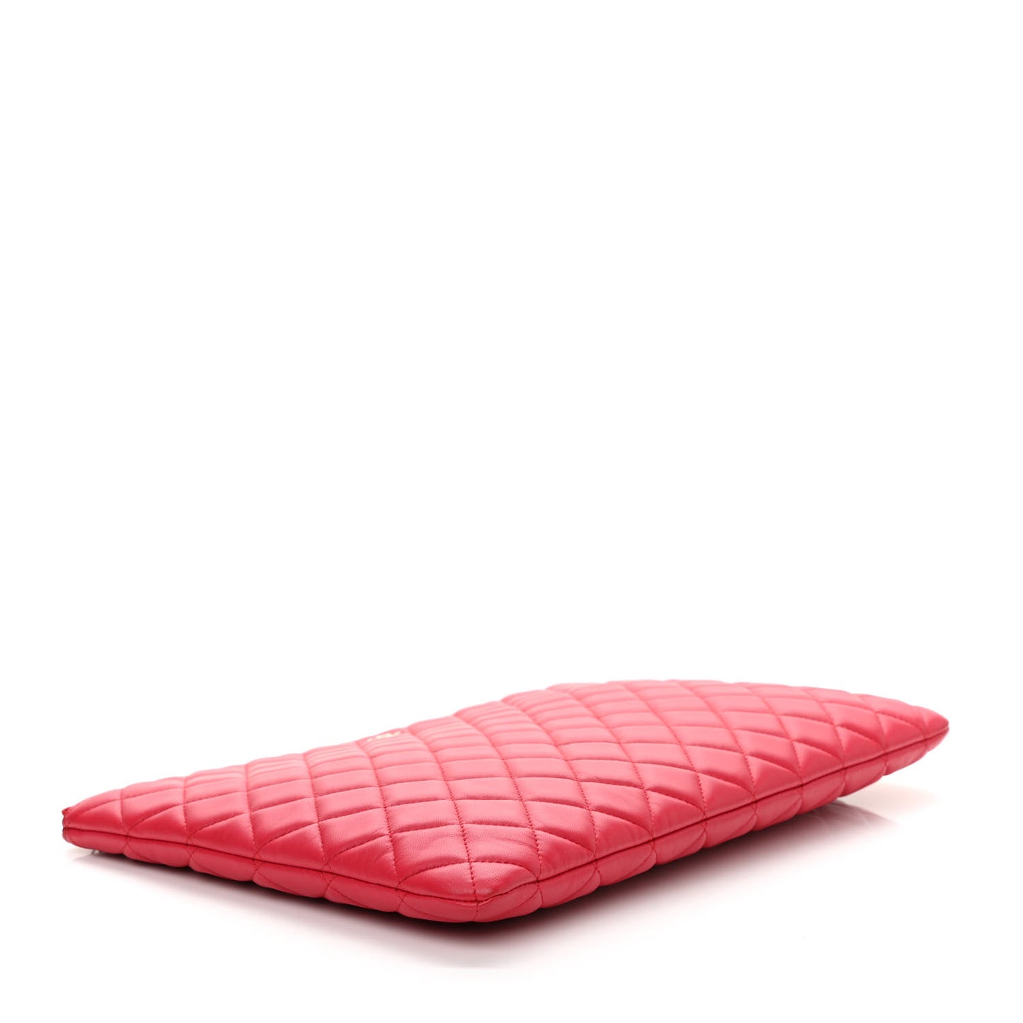 Lambskin Quilted Large Cosmetic Case Red