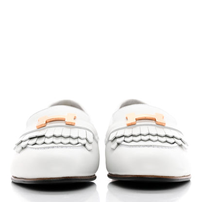 Hermes Calfskin Womens Royal Loafers 38 White 2 of 9