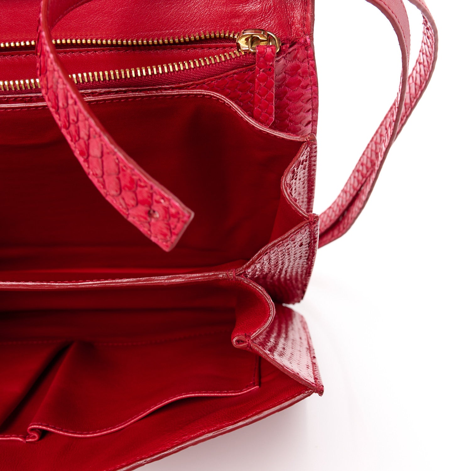 Celine Snakeskin Medium Classic Box Flap Red 13 of 15