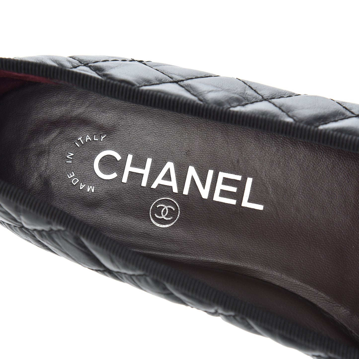 Aged Calfskin Quilted CC Cap Toe Ballerina Flats 38 Black