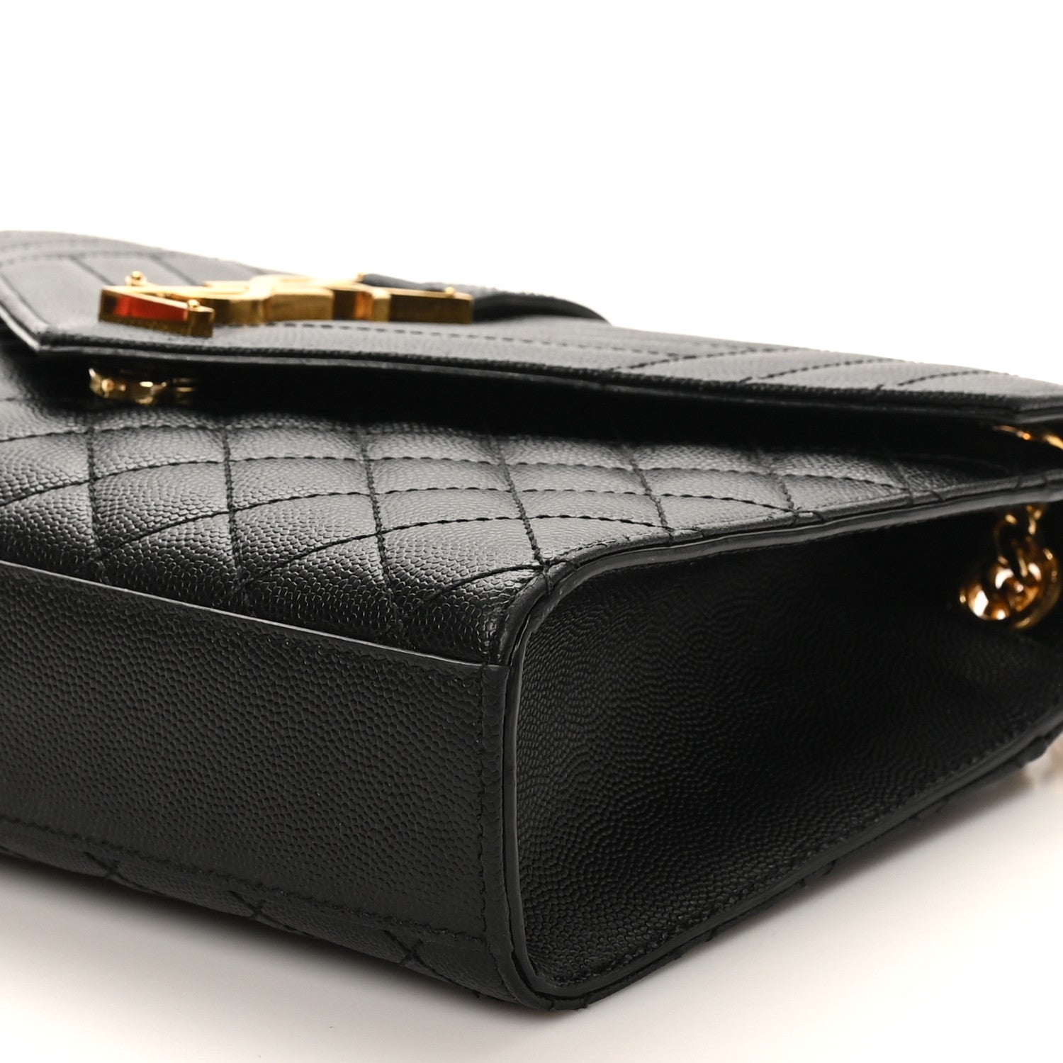 Saint Laurent Grain De Poudre Textured Mixed Matelasse Triquilt Medium Monogram Satchel Black 10 of 10