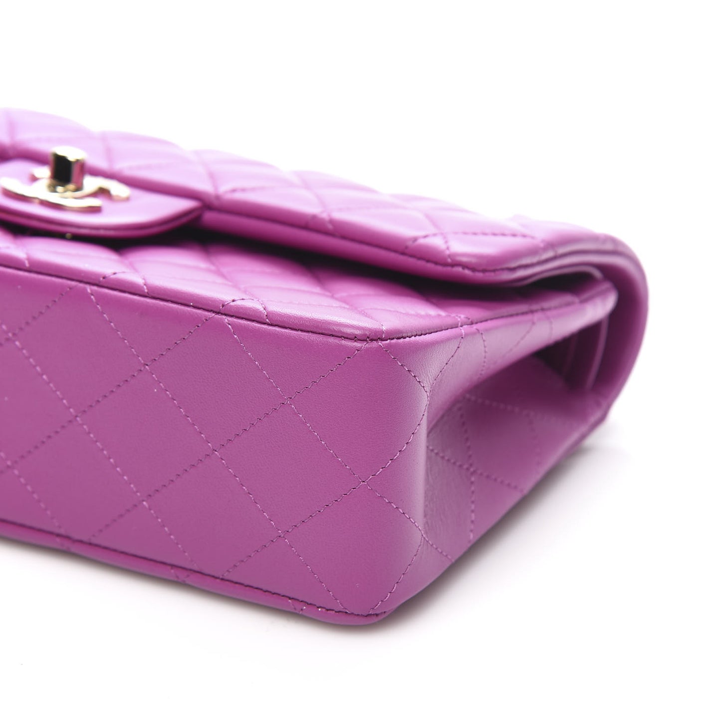 Lambskin Quilted Small Double Flap Purple