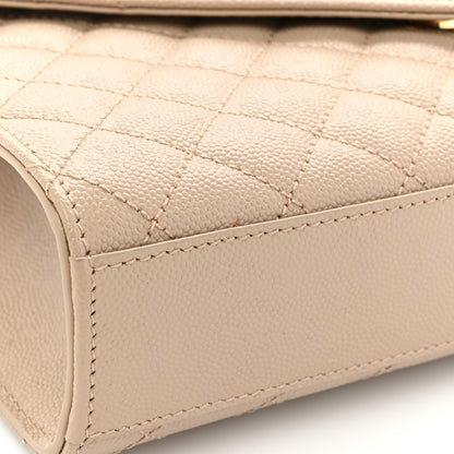 Saint Laurent Grain De Poudre Textured Mixed Matelasse Medium Triquilt Monogram Satchel Dark Beige 10 of 13