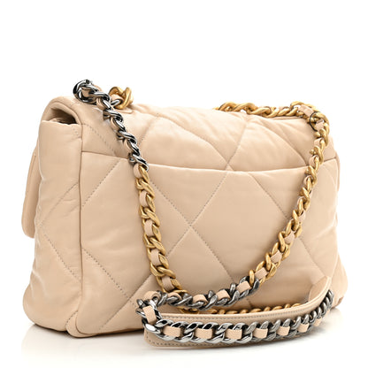 Chanel Lambskin Quilted Large Chanel 19 Flap Beige 3 of 11