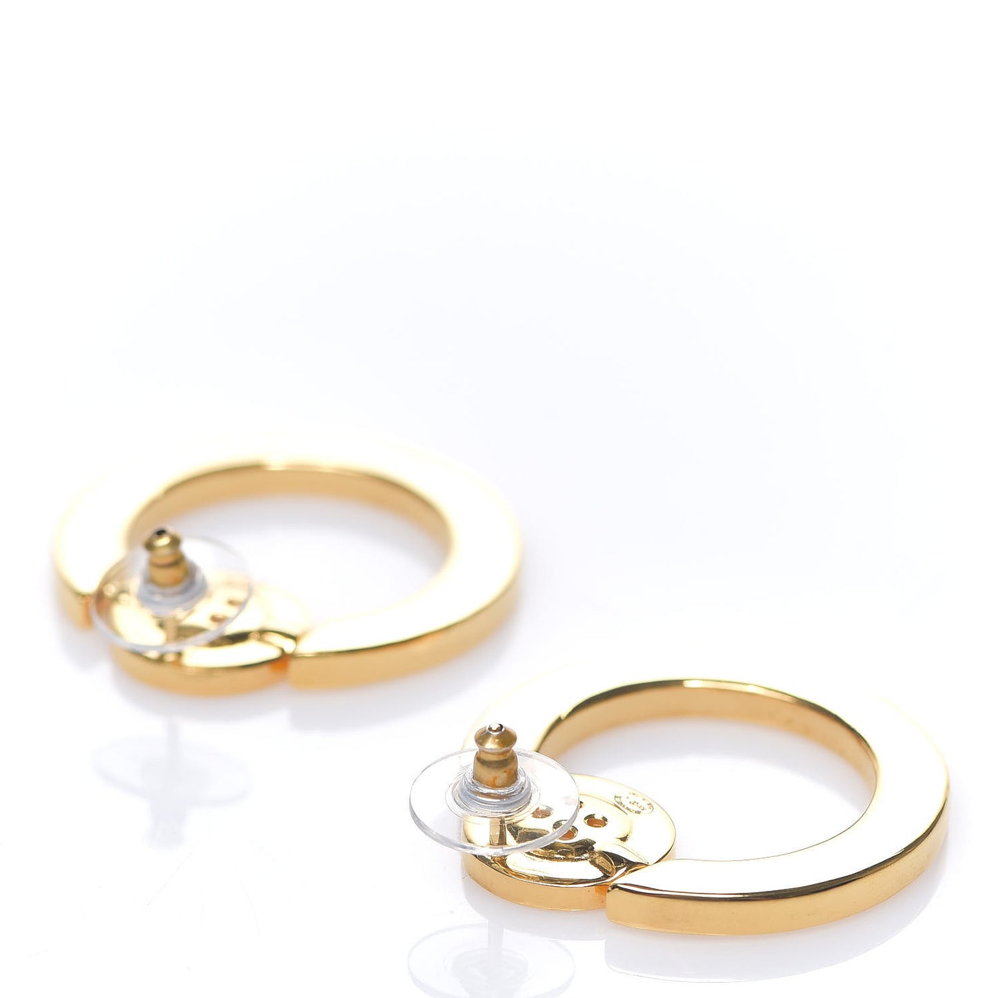 Metal Paris Button Hoop Earrings Gold