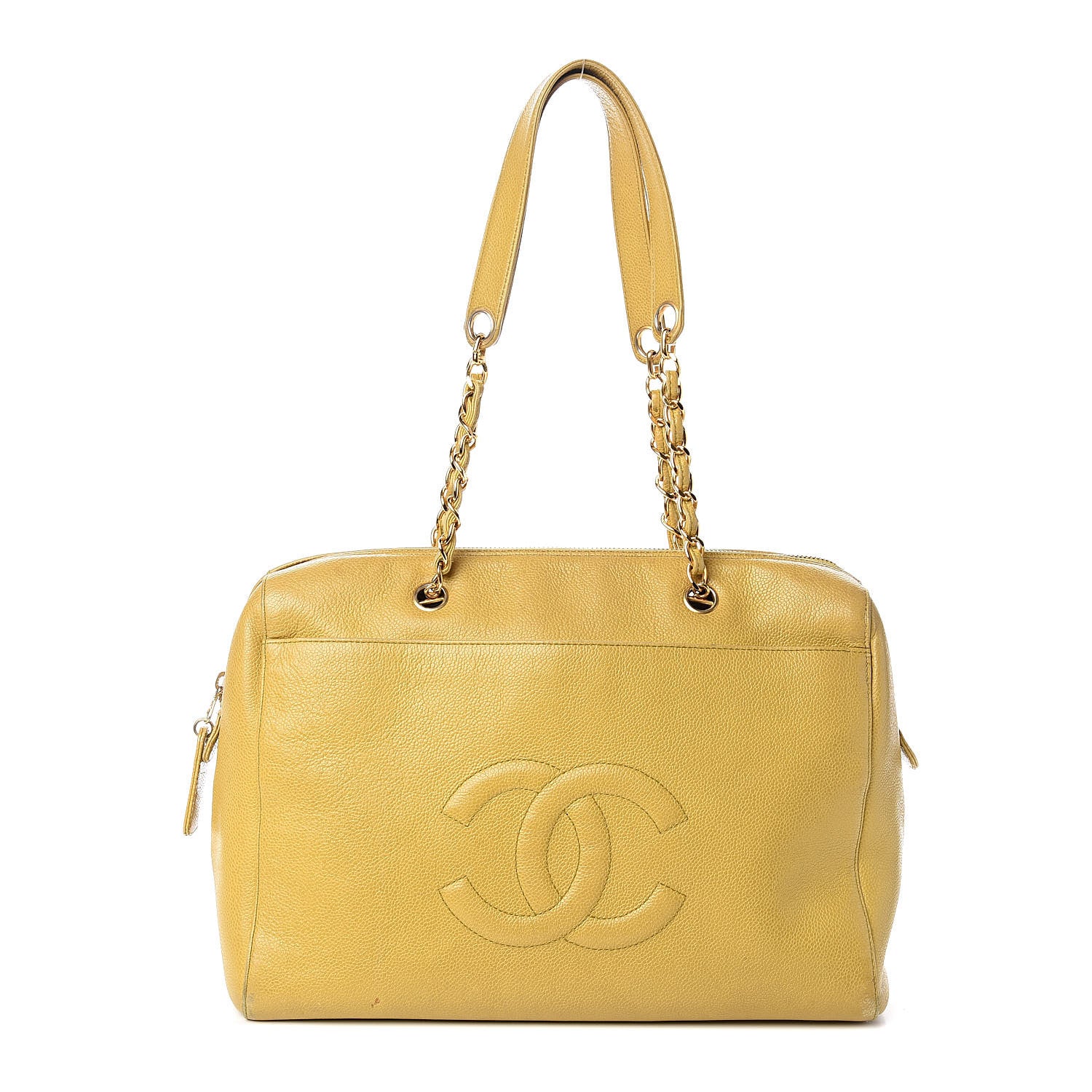 Chanel Caviar Large CC Shoulder Bag Chartreuse 1 of 17