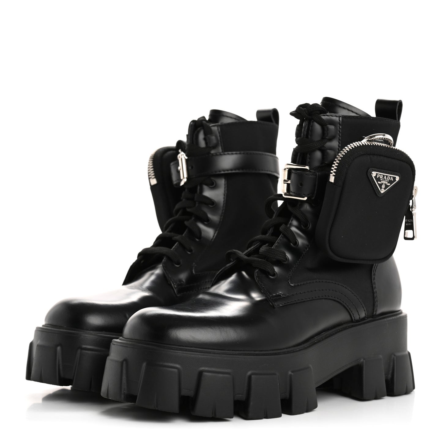 Spazzolato Rois Re-Nylon Metal Triangle Logo Monolith Pouch Pocket 55mm Boots 37 Black