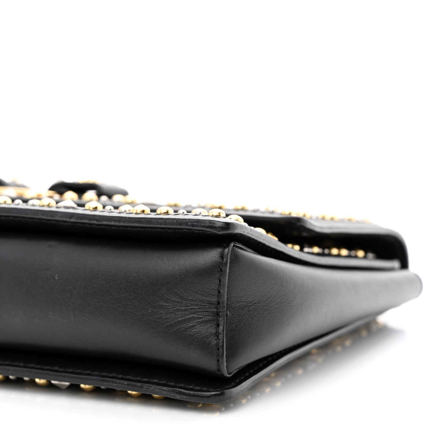 Calfskin Studded Vara Bow Bag Black