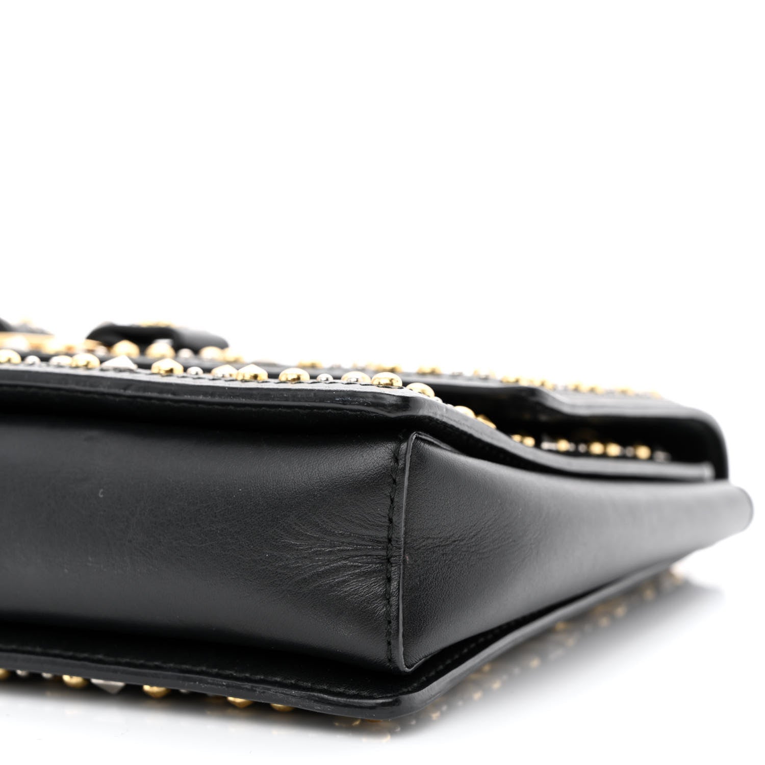 Salvatore Ferragamo Calfskin Studded Vara Bow Bag Black 9 of 13