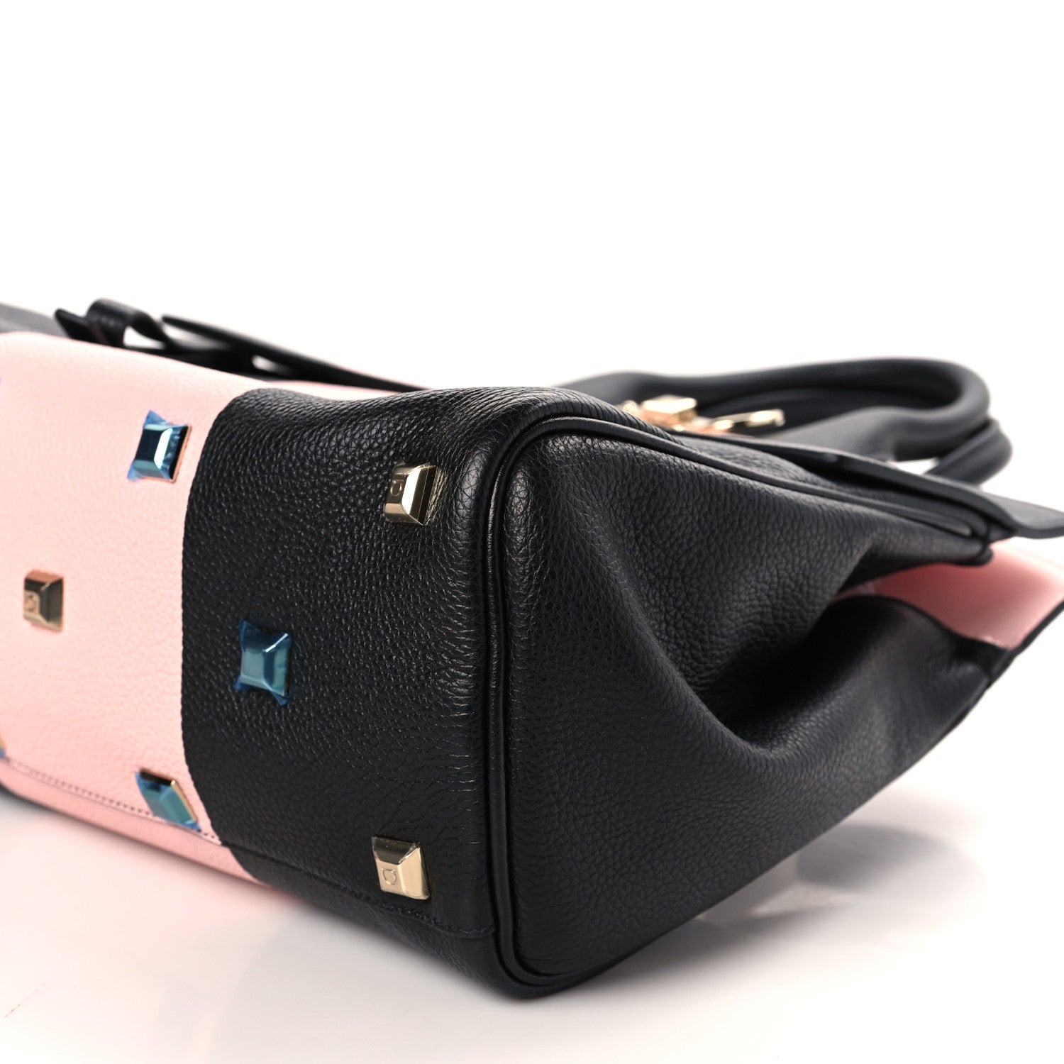 Salvatore Ferragamo Calfskin Studio Top Handle Bag Black Pink 9 of 9