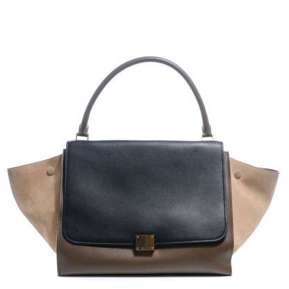 Celine Calfskin and Suede Large Tri-Color Trapeze Black Brown Beige 1 of 9