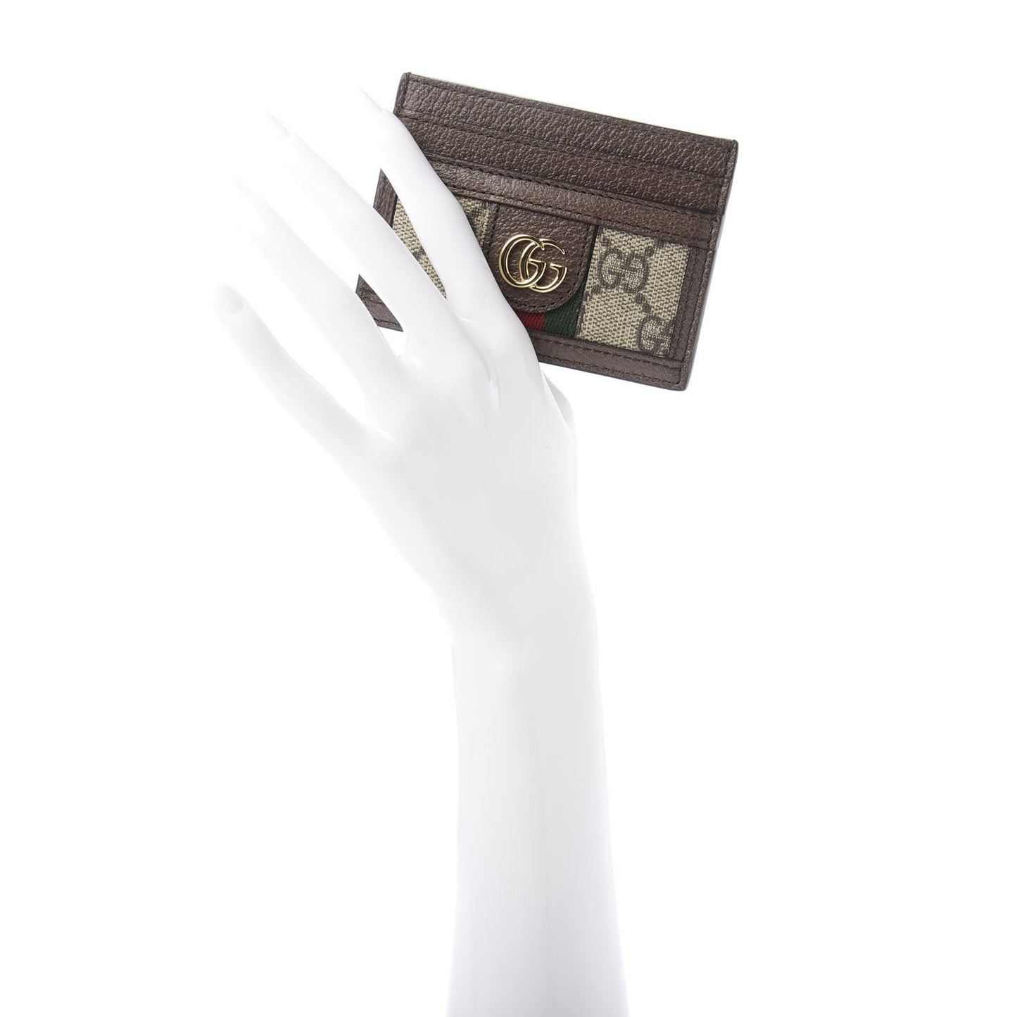 GG Supreme Monogram Ophidia Card Holder Brown