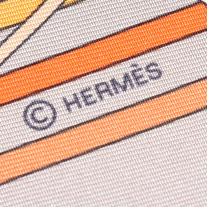 Hermes Silk La Maizeon Des Carres 90 Scarf Beige Orange Vert 6 of 7