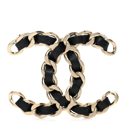 Chanel Lambskin Chain CC Brooch Black Gold 1 of 5