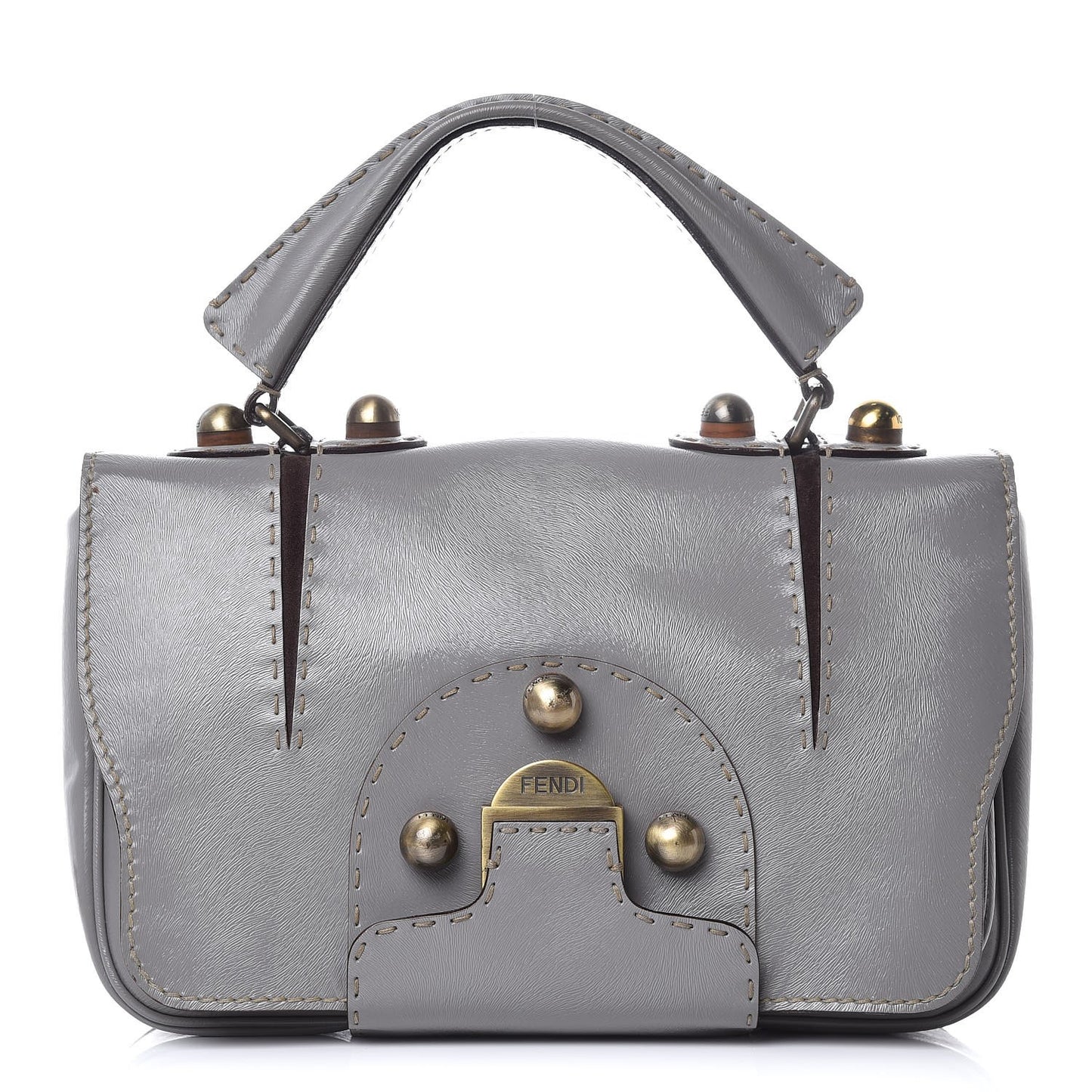 Glazed Calfskin Secret Code Satchel Grey