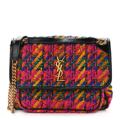 Saint Laurent Tweed Calfskin Matelasse Monogram Medium Niki Chain Satchel Multicolor 1 of 10