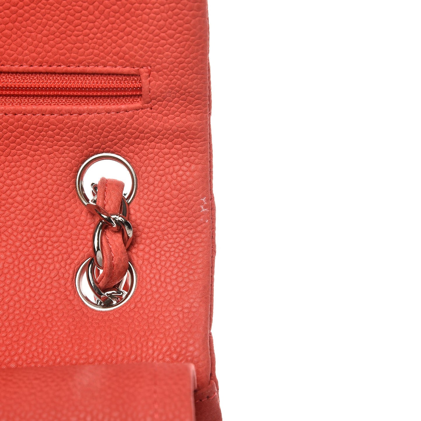 Iridescent Caviar Quilted Jumbo Double Flap Coral