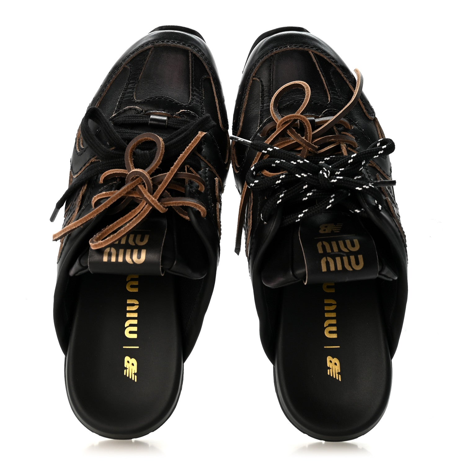 Miu Miu X NEW BALANCE Bleached Calfskin 530 SL Slip-On Sneakers Mules 37 Black 2 of 9