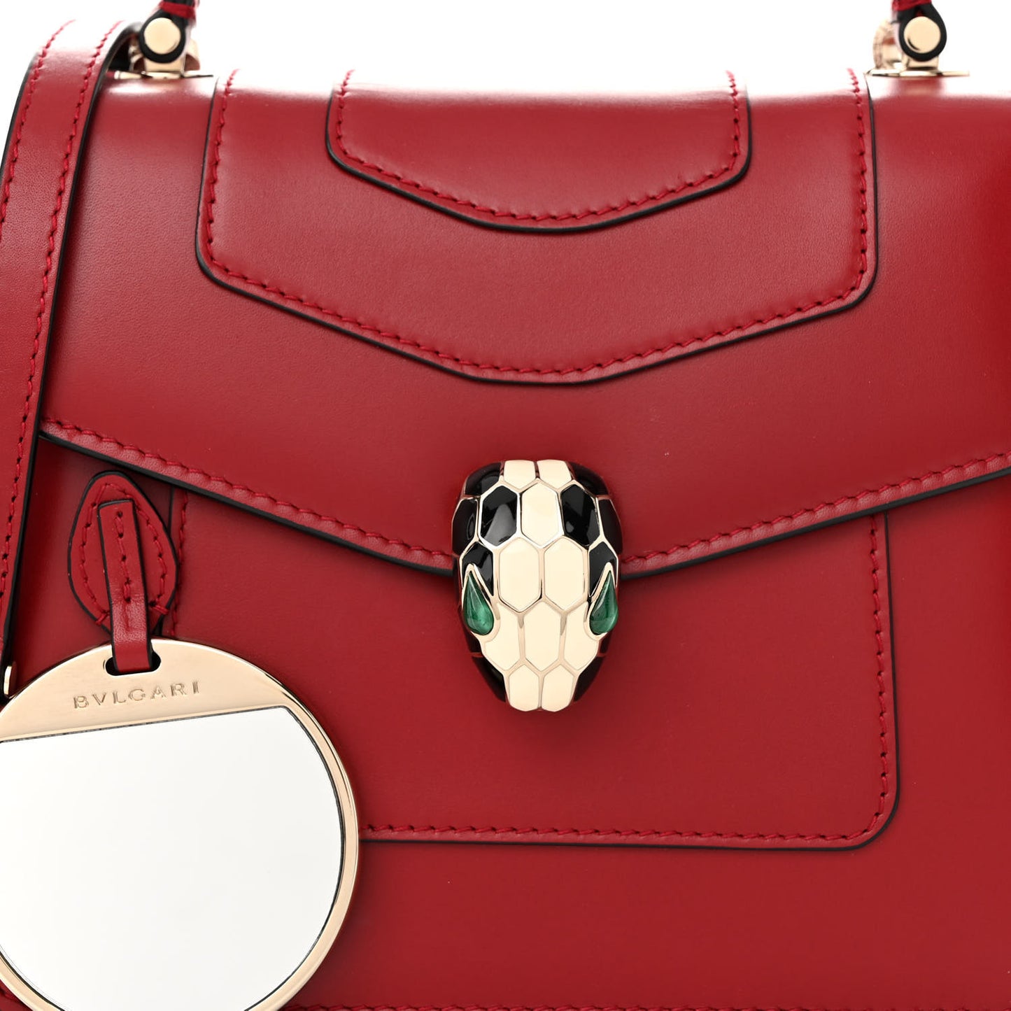 Calfskin Serpenti Forever Top Handle Red
