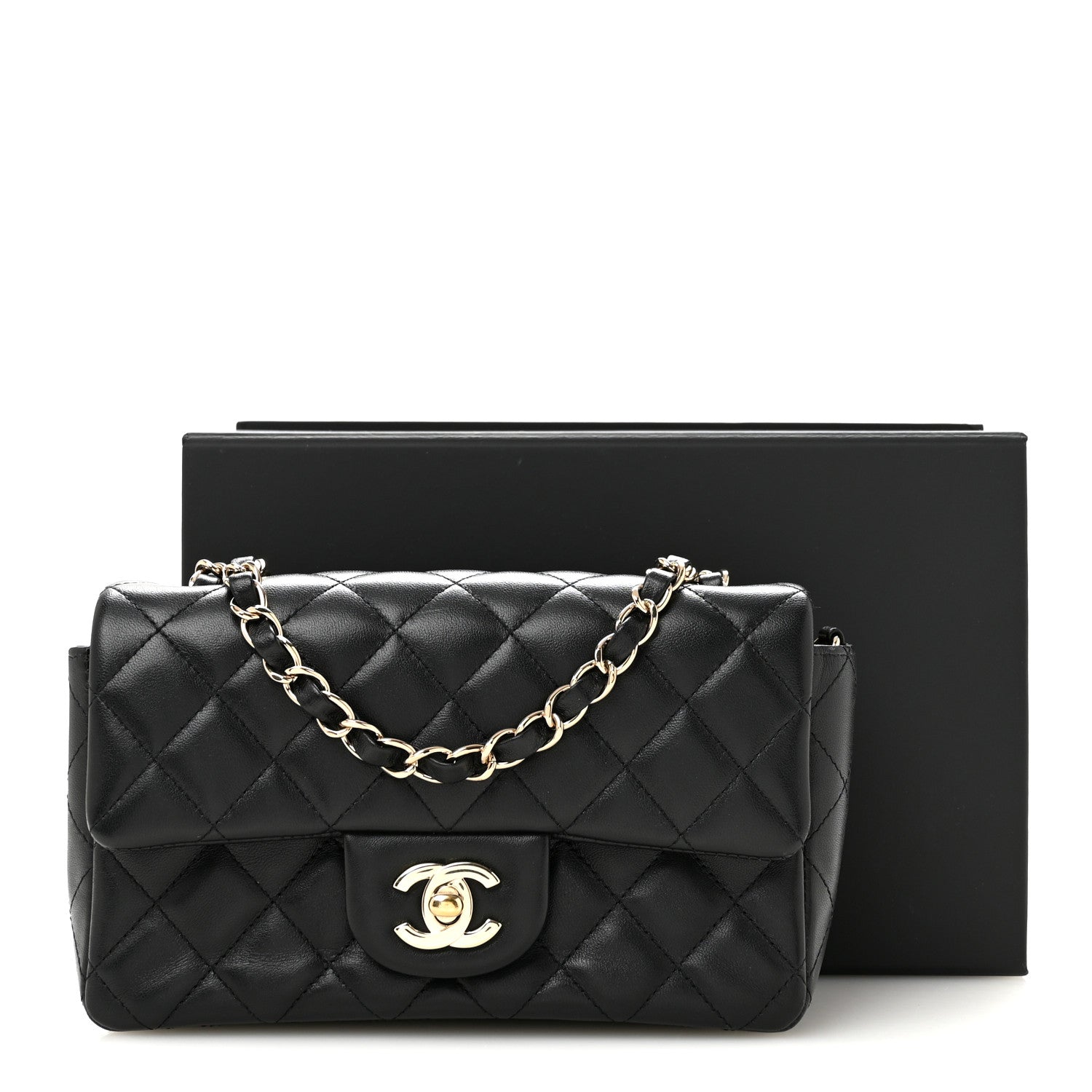 Chanel Lambskin Quilted Mini Rectangular Flap Black 14 of 14