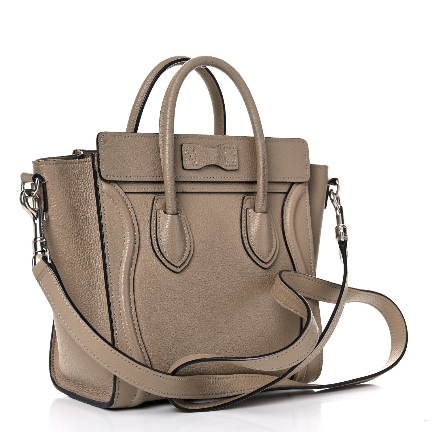 Celine Drummed Calfskin Nano Luggage Dune 3 of 19