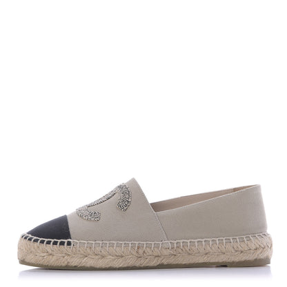 Chanel Canvas Grosgrain CC Espadrilles 35 Beige Black 1 of 11