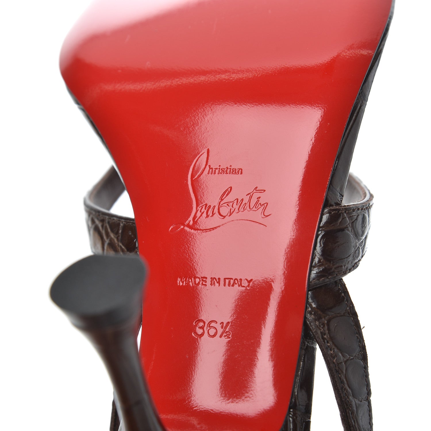 Christian Louboutin Calfskin Crocodile Embossed Taralita 85 Thong Sandals 36.5 Brown 7 of 11