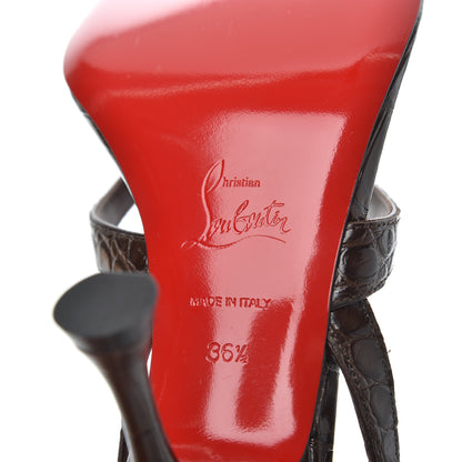 Christian Louboutin Calfskin Crocodile Embossed Taralita 85 Thong Sandals 36.5 Brown 7 of 11
