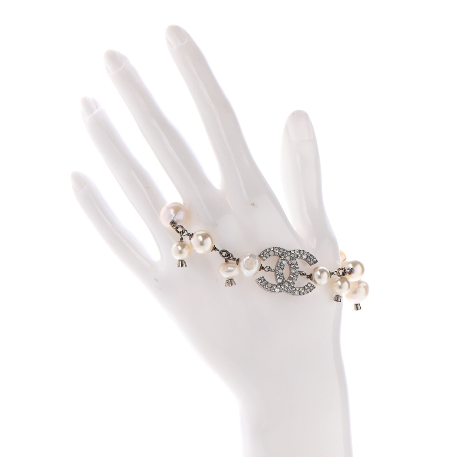 Chanel Pearl Crystal CC Bracelet Pearly White 2 of 7