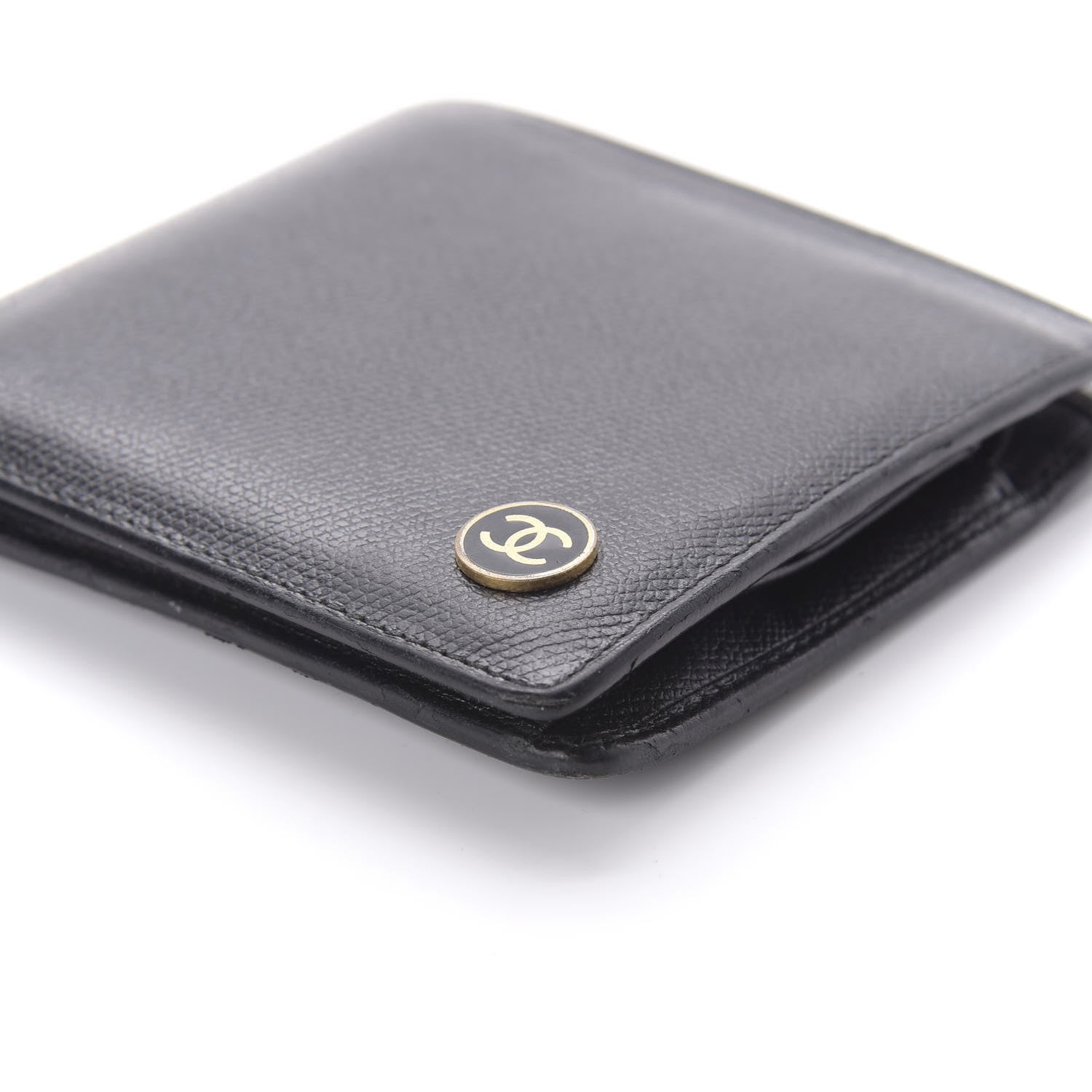 Chanel Grained Calfskin CC Button Bi-Fold Wallet Black 7 of 13
