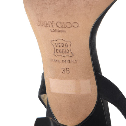 Jimmy Choo Satin India Sandals 36 Black 9 of 11