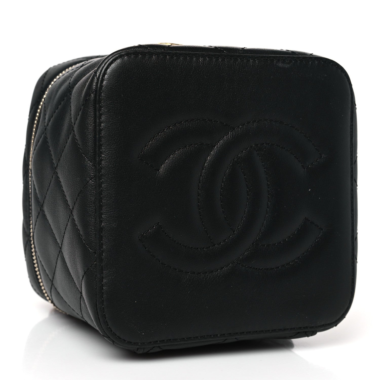 Chanel Calfskin Quilted Small Vanity Case With Chain Black 4 of 9