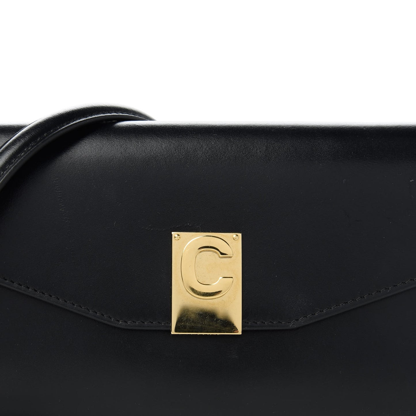 Shiny Smooth Calfskin C Wallet On Chain Bag Black