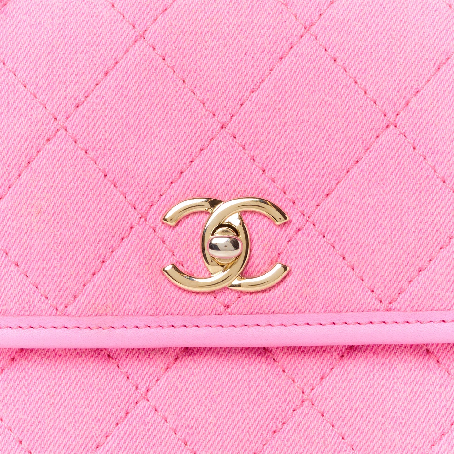 Denim Quilted Small Messenger Flap Neon Pink