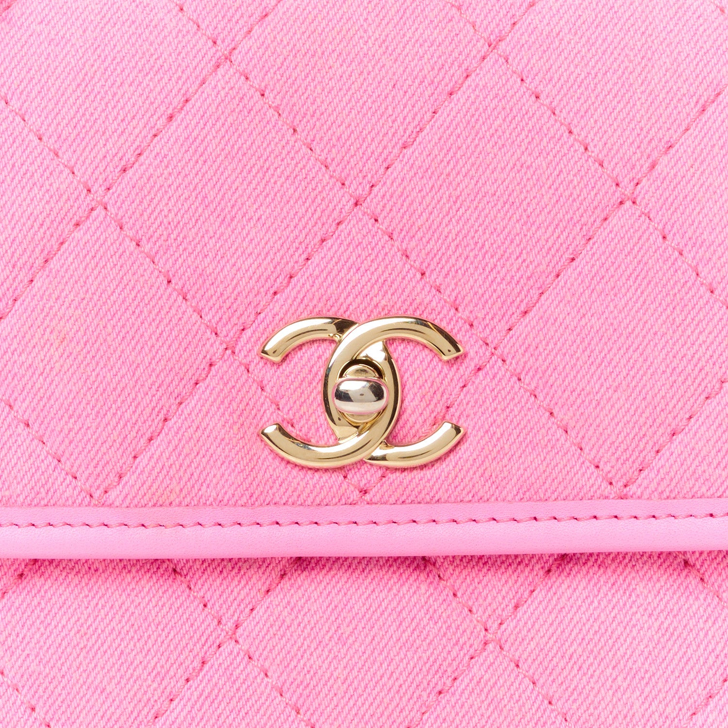Chanel Denim Quilted Small Messenger Flap Neon Pink 9 of 12