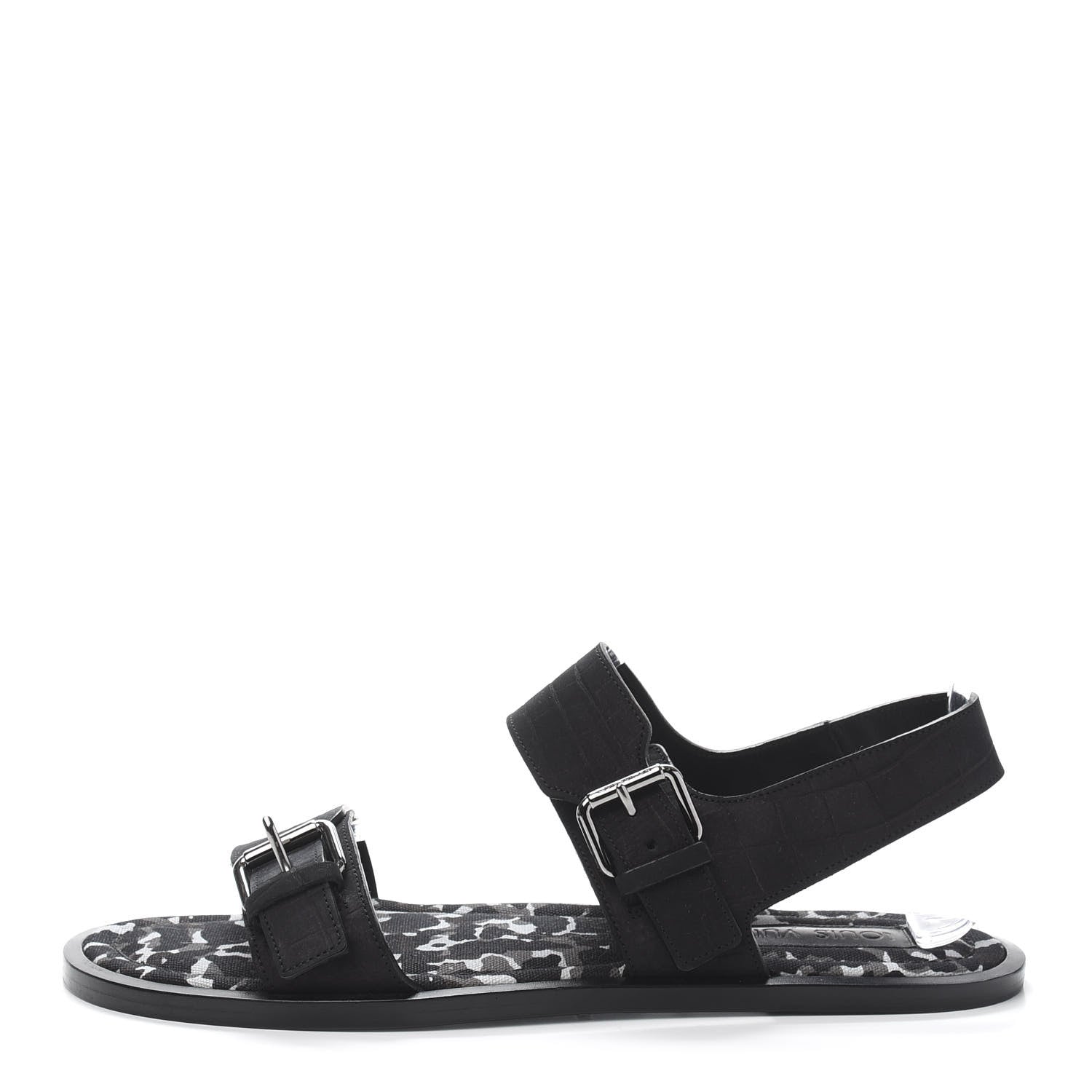Louis Vuitton Nubuck Crocodile Embossed Mens Sandals 9.5 Black 1 of 9